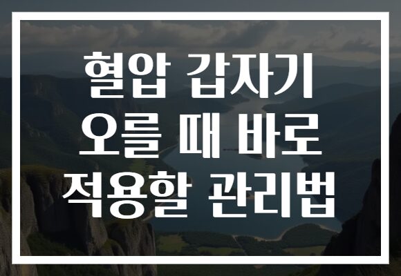 혈압 갑자기 오를 때 바로 적용할 관리법