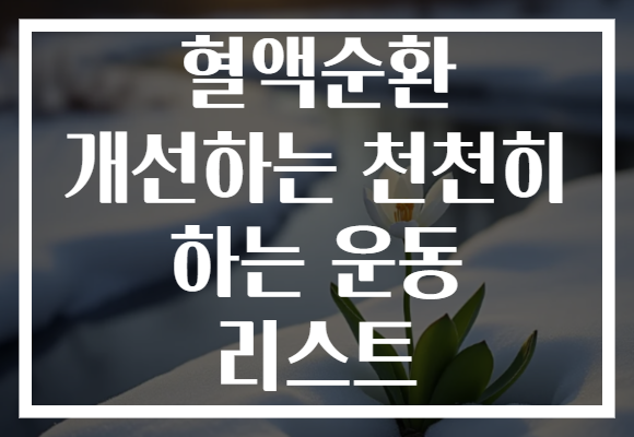 혈액순환 개선하는 천천히 하는 운동 리스트
