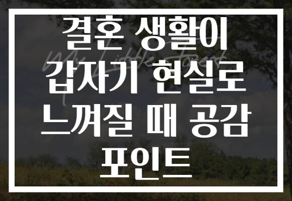 결혼 생활이 갑자기 현실로 느껴질 때 공감 포인트