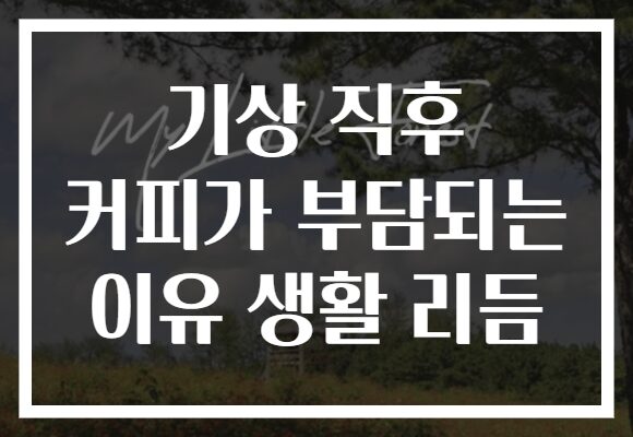 기상 직후 커피가 부담되는 이유 생활 리듬