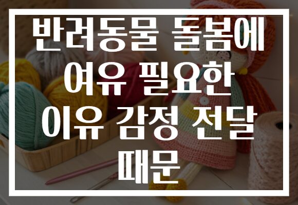 반려동물 돌봄에 여유 필요한 이유 감정 전달 때문