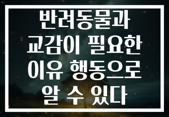반려동물과 교감이 필요한 이유 행동으로 알 수 있다
