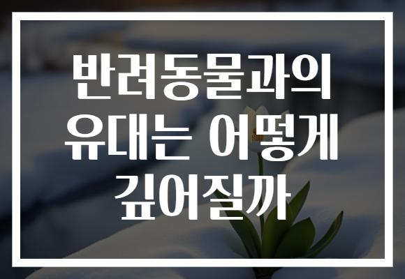반려동물과의 유대는 어떻게 깊어질까