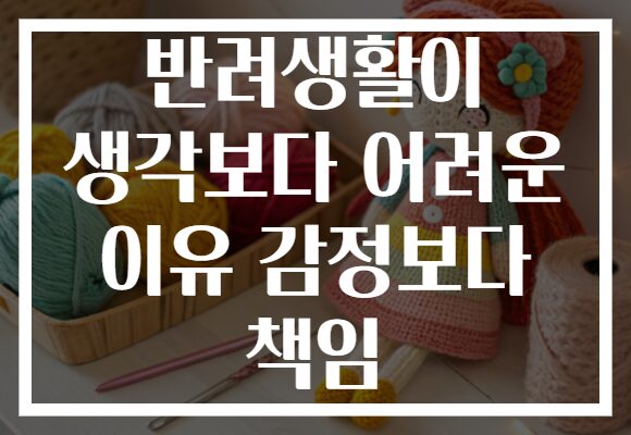 반려생활이 생각보다 어려운 이유 감정보다 책임