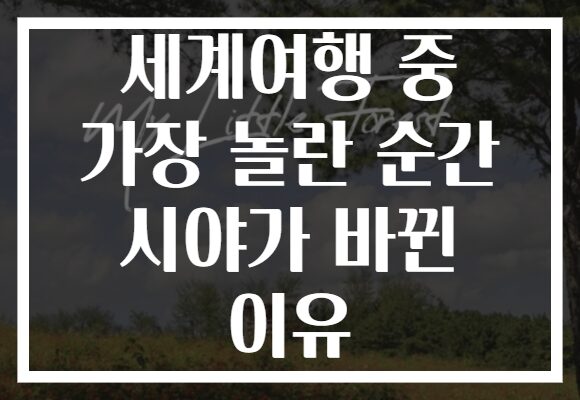세계여행 중 가장 놀란 순간 시야가 바뀐 이유