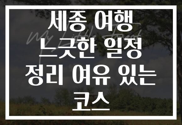 세종 여행 느긋한 일정 정리 여유 있는 코스