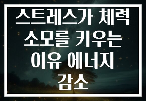 스트레스가 체력 소모를 키우는 이유 에너지 감소