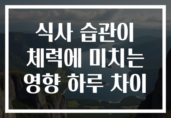 식사 습관이 체력에 미치는 영향 하루 차이