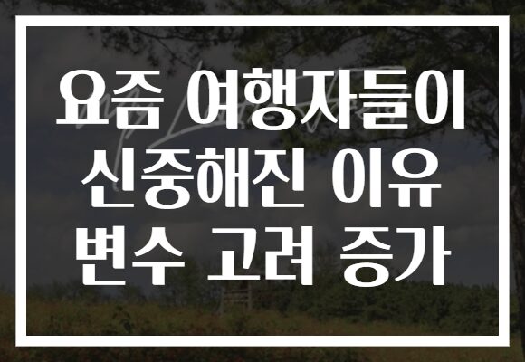 요즘 여행자들이 신중해진 이유 변수 고려 증가
