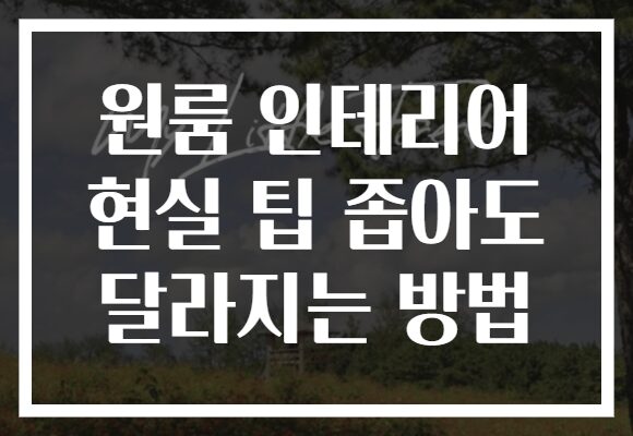 원룸 인테리어 현실 팁 좁아도 달라지는 방법