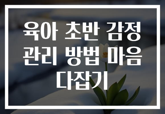 육아 초반 감정 관리 방법 마음 다잡기