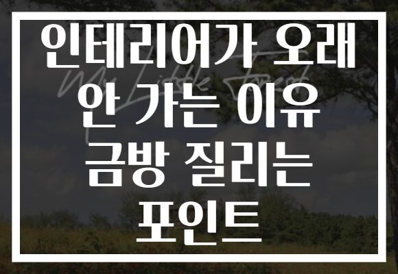 인테리어가 오래 안 가는 이유 금방 질리는 포인트