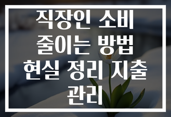 직장인 소비 줄이는 방법 현실 정리 지출 관리