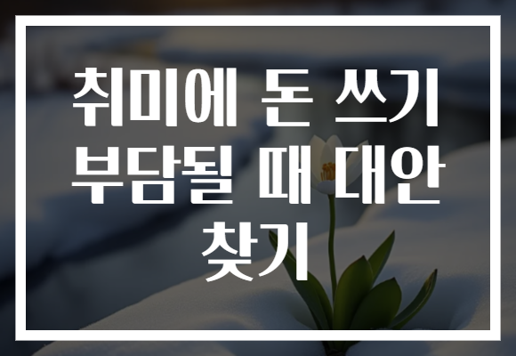 취미에 돈 쓰기 부담될 때 대안 찾기