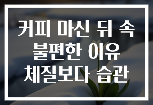 커피 마신 뒤 속 불편한 이유 체질보다 습관