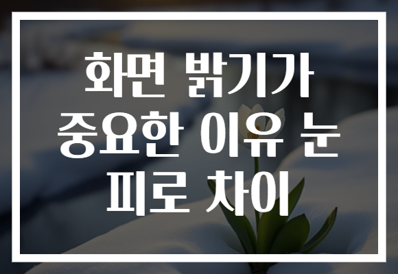 화면 밝기가 중요한 이유 눈 피로 차이