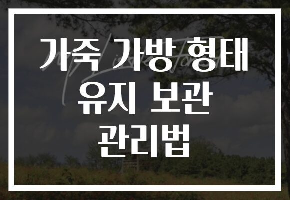 가죽 가방 형태 유지 보관 관리법