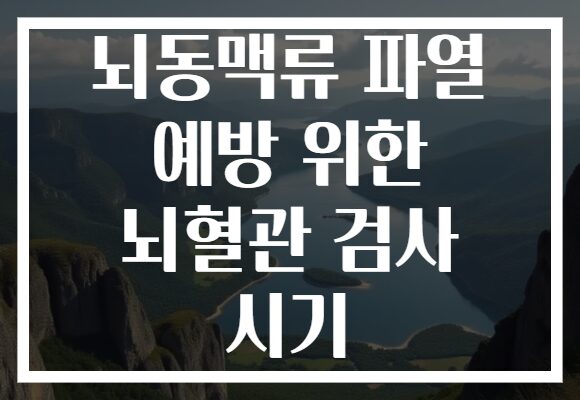뇌동맥류 파열 예방 위한 뇌혈관 검사 시기