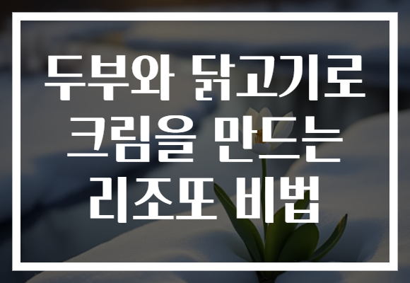 두부와 닭고기로 크림을 만드는 리조또 비법