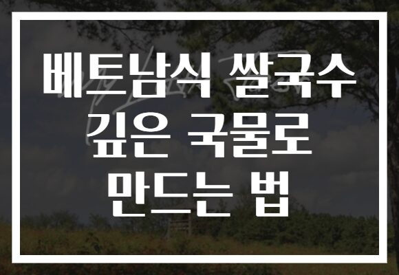 베트남식 쌀국수 깊은 국물로 만드는 법