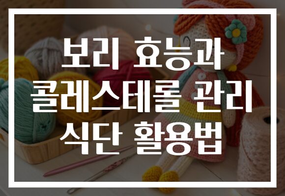 보리 효능과 콜레스테롤 관리 식단 활용법