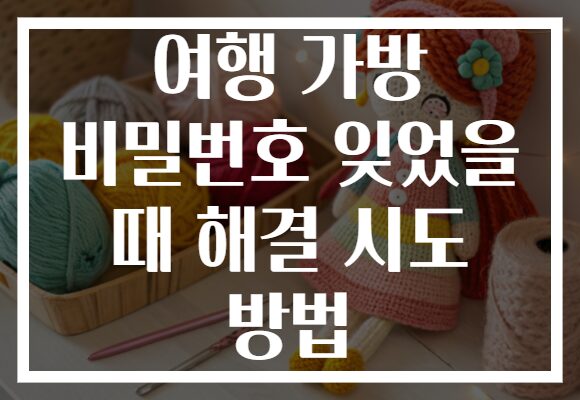 여행 가방 비밀번호 잊었을 때 해결 시도 방법