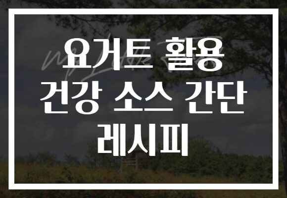 요거트 활용 건강 소스 간단 레시피