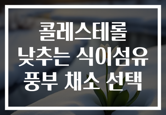 콜레스테롤 낮추는 식이섬유 풍부 채소 선택