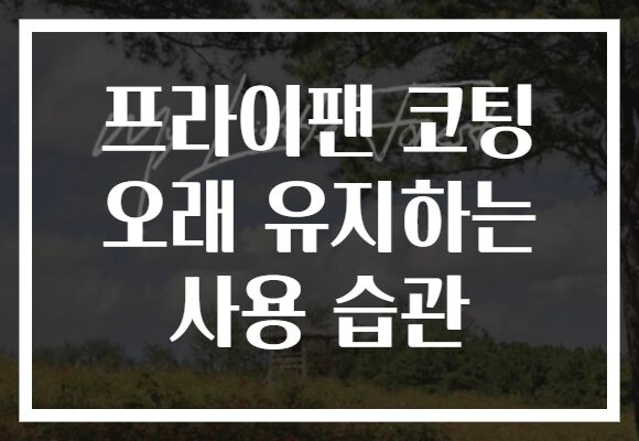 프라이팬 코팅 오래 유지하는 사용 습관