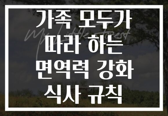 가족 모두가 따라 하는 면역력 강화 식사 규칙