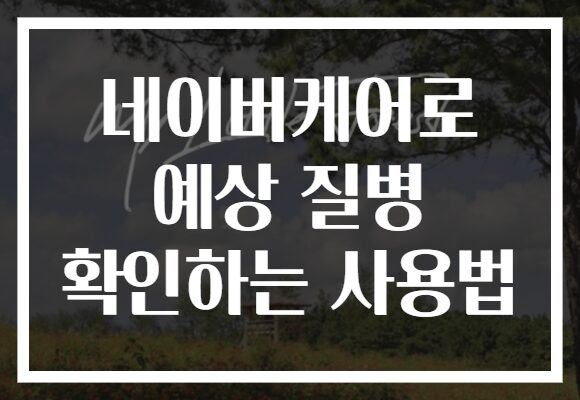 네이버케어로 예상 질병 확인하는 사용법