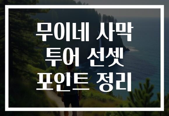 무이네 사막 투어 선셋 포인트 정리