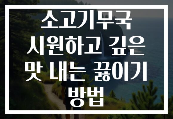 소고기무국 시원하고 깊은 맛 내는 끓이기 방법