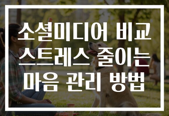 소셜미디어 비교 스트레스 줄이는 마음 관리 방법