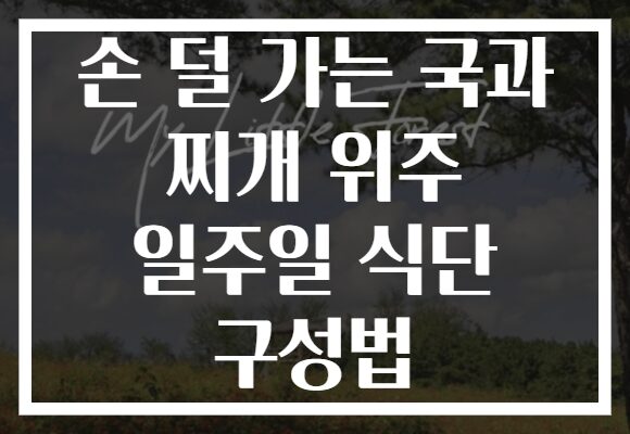 손 덜 가는 국과 찌개 위주 일주일 식단 구성법