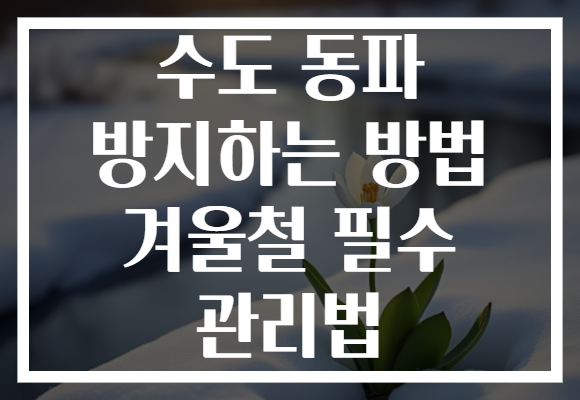 수도 동파 방지하는 방법 겨울철 필수 관리법