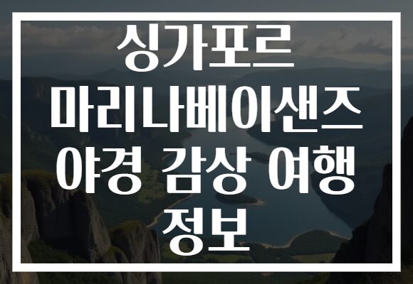 싱가포르 마리나베이샌즈 야경 감상 여행 정보