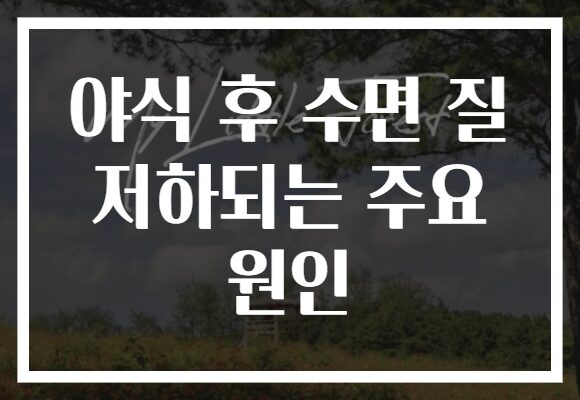 야식 후 수면 질 저하되는 주요 원인