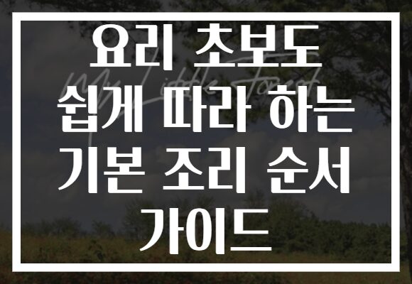 요리 초보도 쉽게 따라 하는 기본 조리 순서 가이드
