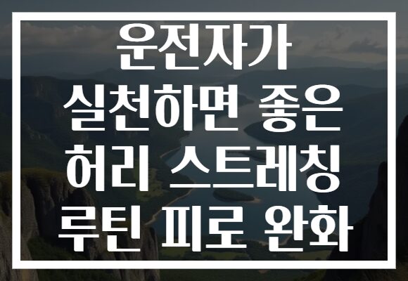 운전자가 실천하면 좋은 허리 스트레칭 루틴 피로 완화