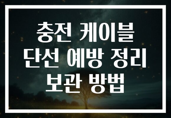 충전 케이블 단선 예방 정리 보관 방법