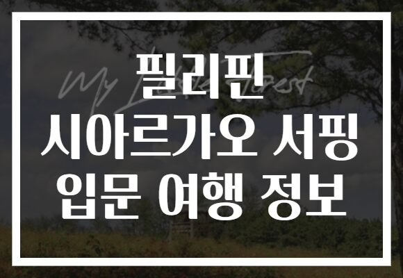 필리핀 시아르가오 서핑 입문 여행 정보