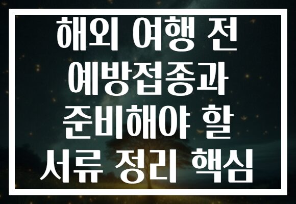 해외 여행 전 예방접종과 준비해야 할 서류 정리 핵심