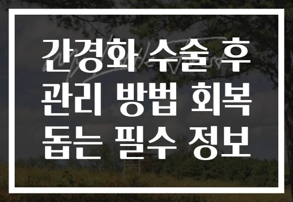 간경화 수술 후 관리 방법 회복 돕는 필수 정보