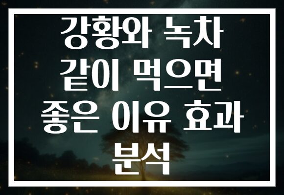 강황와 녹차 같이 먹으면 좋은 이유 효과 분석
