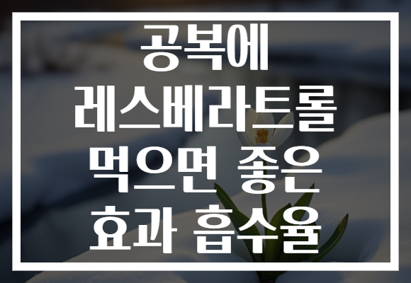 공복에 레스베라트롤 먹으면 좋은 효과 흡수율