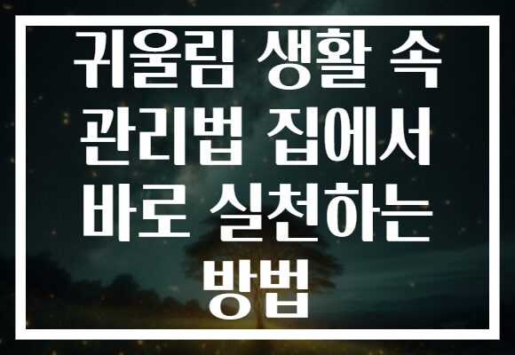 귀울림 생활 속 관리법 집에서 바로 실천하는 방법