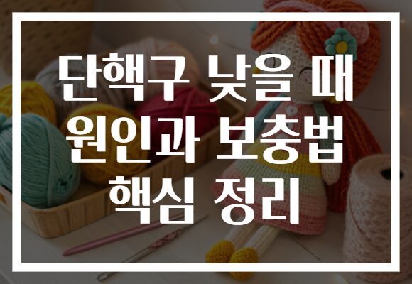 단핵구 낮을 때 원인과 보충법 핵심 정리