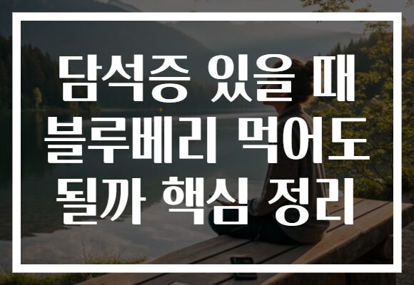 담석증 있을 때 블루베리 먹어도 될까 핵심 정리
