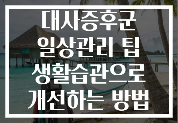 대사증후군 일상관리 팁 생활습관으로 개선하는 방법